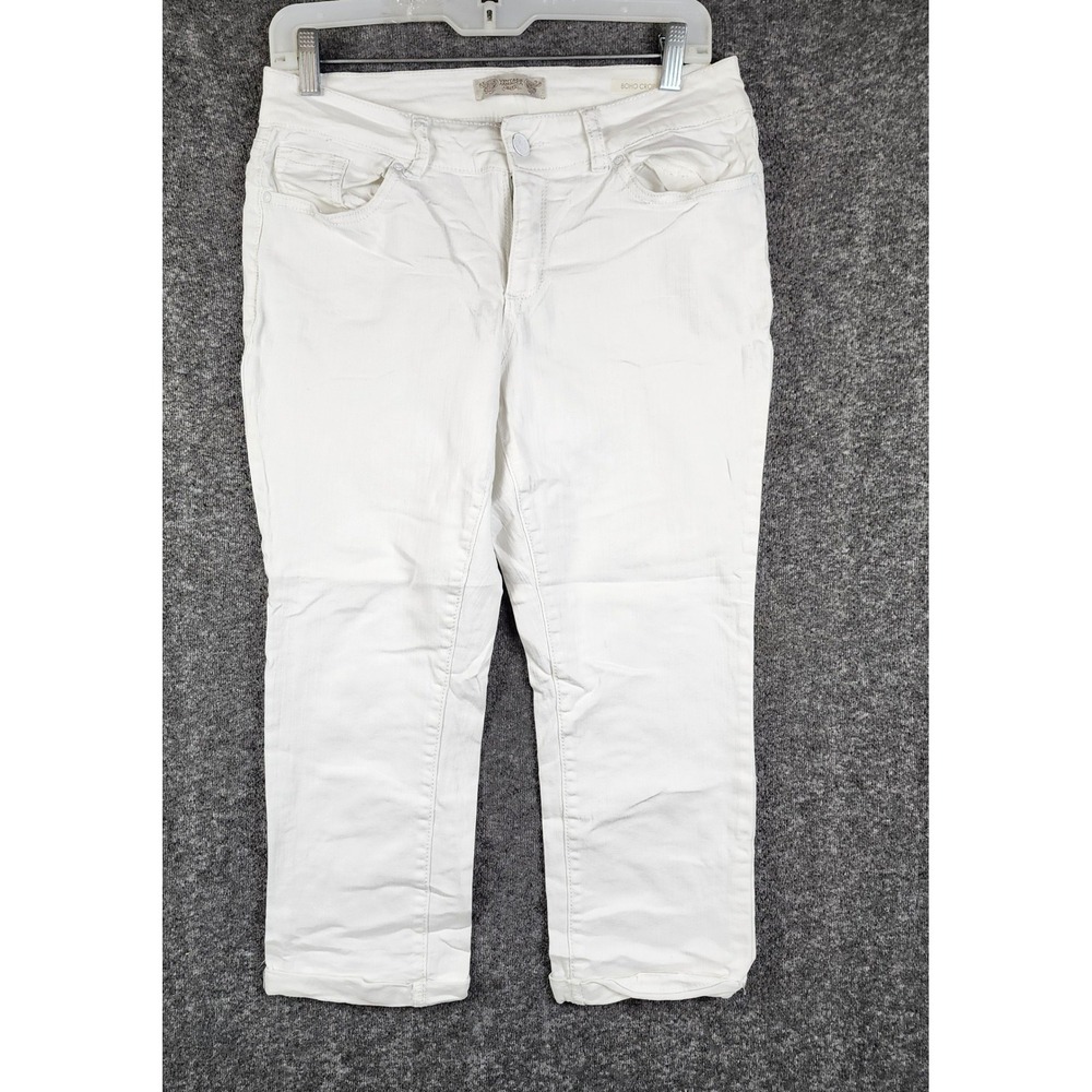Vintage America Boho Crop Jeans Womens 6 White Mid Rise Stretch Denim Pants